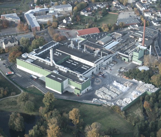 Luftaufnahme der Produktionsstätte, © Papierfabrik Niederauer Mühle